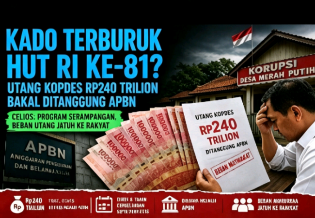 Di Tengah HUT RI ke-81, Rp240 Triliun Program Kopdes Merah Putih Dinilai Celios : Kado Kemerdekaan yang Berpotensi Menjadi Beban Utang Seluruh Rakyat
